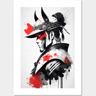 Japan Ink Style Samurai Posters and Art